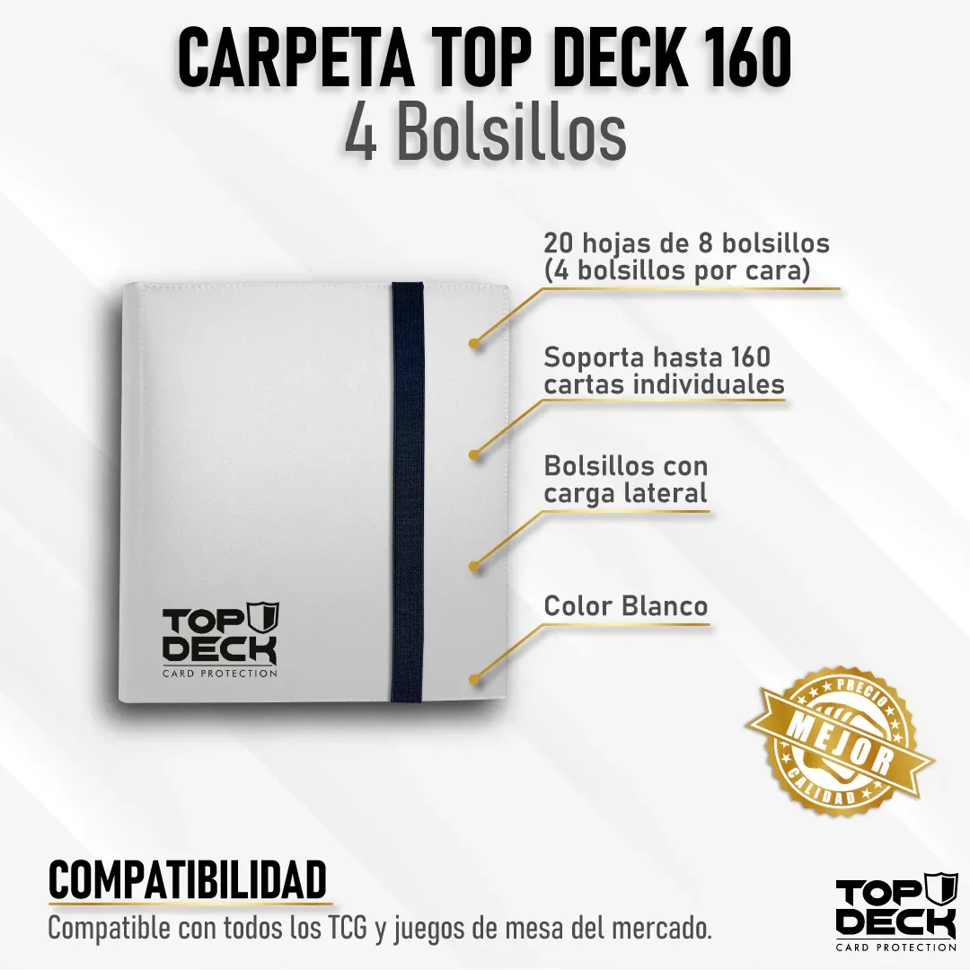Carpeta Esencial | Para 160 cartas (4 bolsillos por cara - carga lateral) - Varios Colores - Top Deck